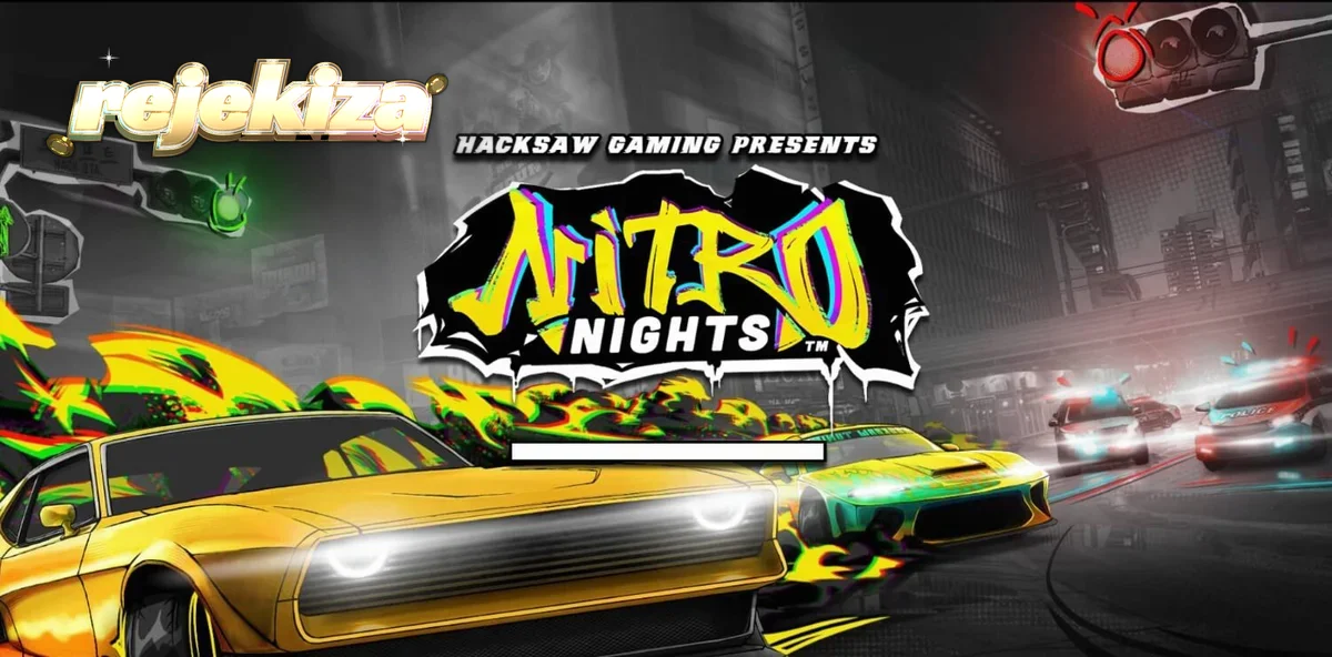 Tampilan visual slot Nitro Nights dengan tema balap jalanan neon